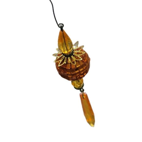 Vintage‎ Finial Chandelier Christmas Ornaments Lot of 4 MCM Amber Gold - Picture 6 of 10